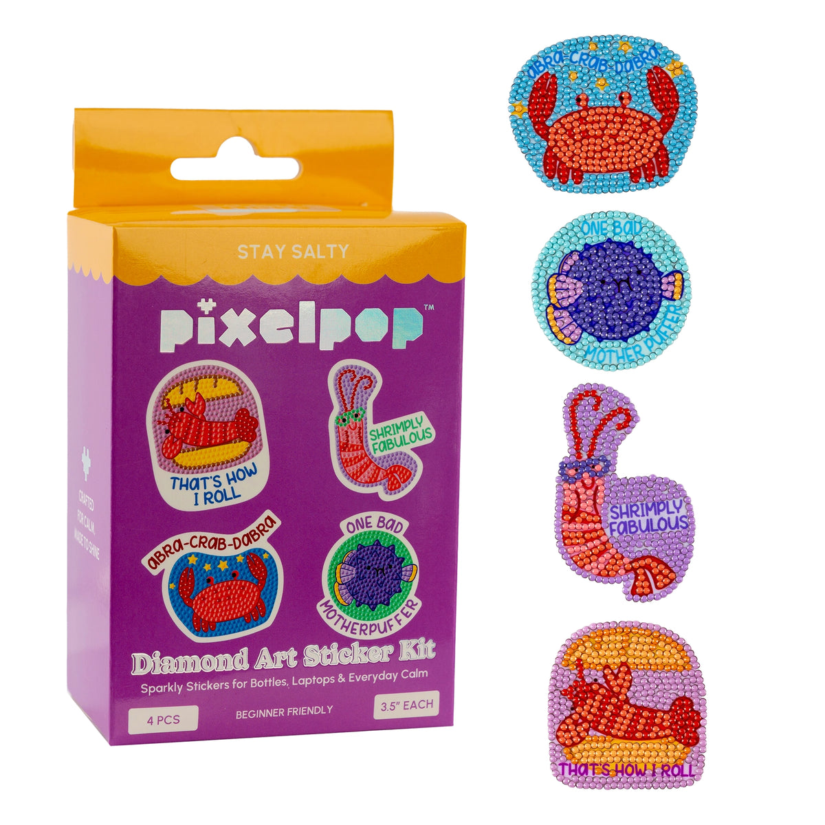 PixelPop Diamond Art Sticker Pack | Stay Salty