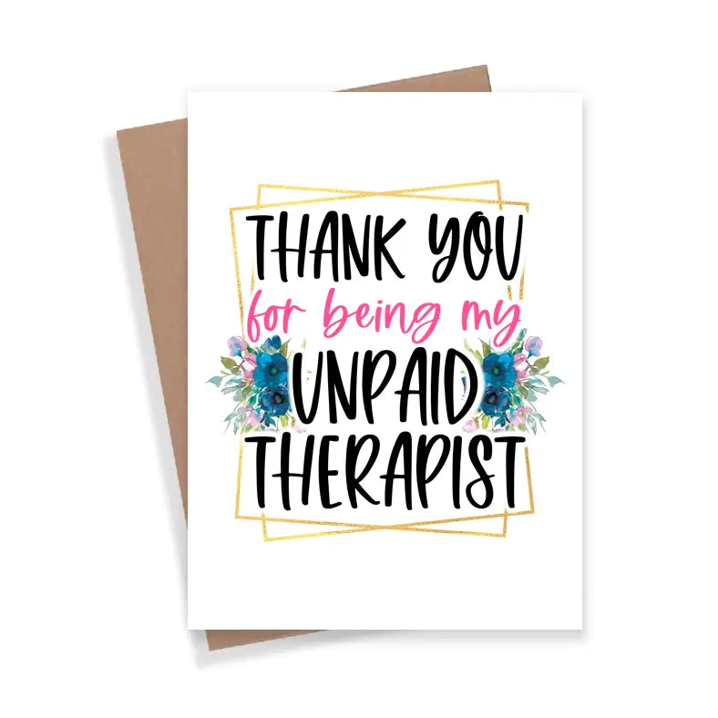 Unpaid Therapist Thank You Card