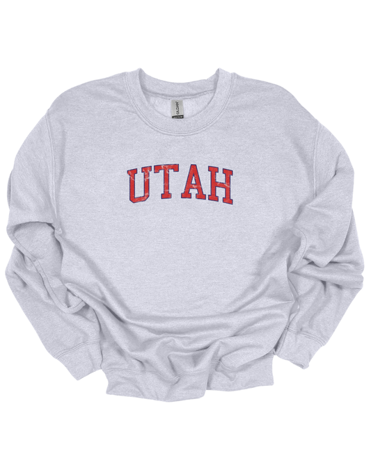 Utah Varsity Crewneck Sweatshirt | Ash Wash | Comfort Colors | Queen Bee Giftery