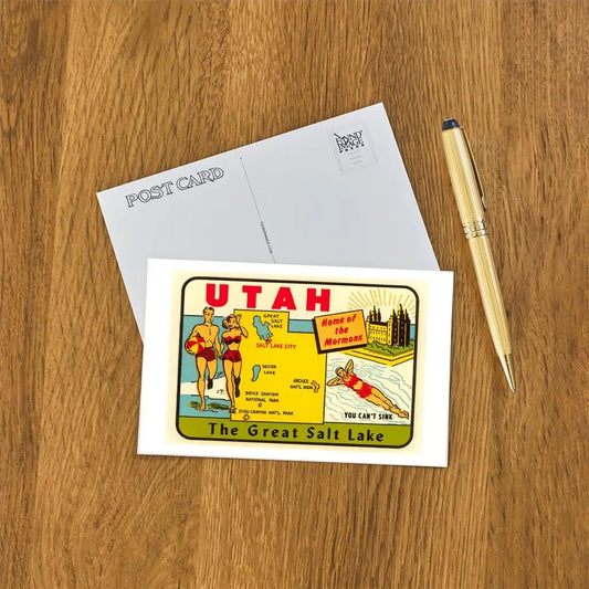 Vintage Decal Utah Postcard