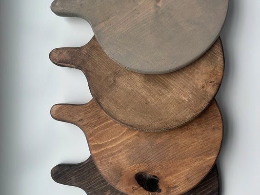 Round Wooden Cutting Board in Walnut Stain