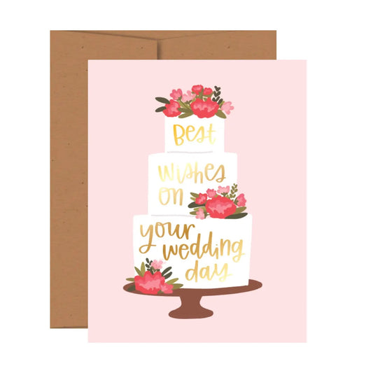 Best Wishes Wedding Day Cake Greeting Card